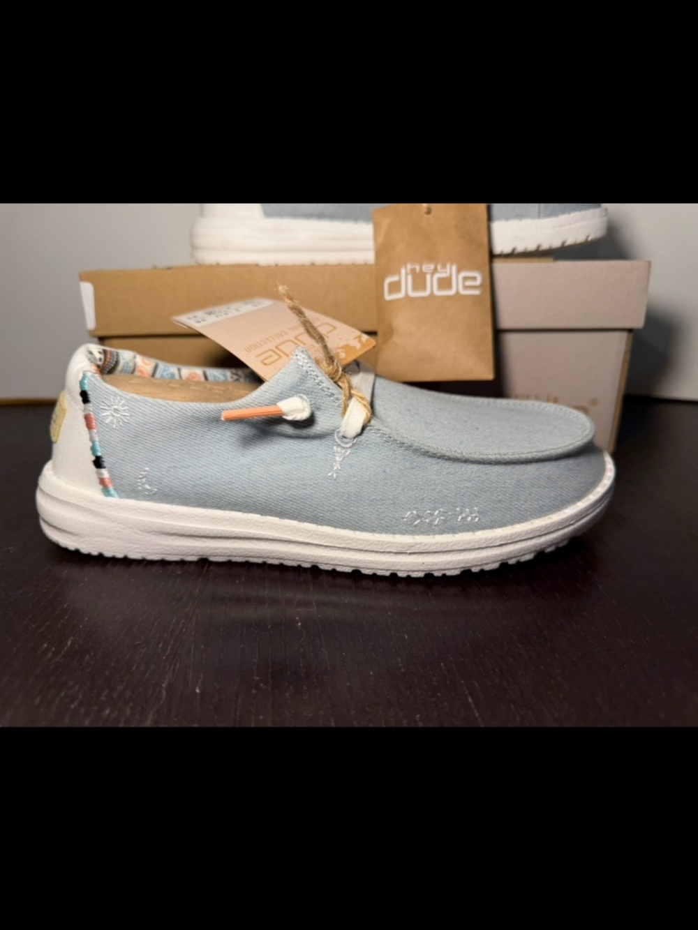 Hey Dude Wendy Boho Slip On Shoes Boho Light DenimMulticolor Womans 5